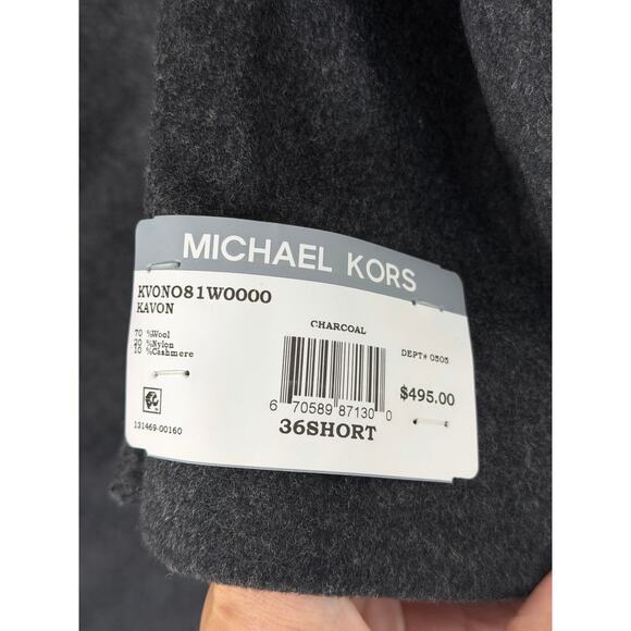 Michael Kors Kavon Wool Blend Charcoal Gray Overcoat Size 36Short NEW - Picture 4 of 6